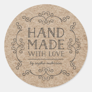 Sticker Rond Fleurs de farine kraft fausses rustiques faites à