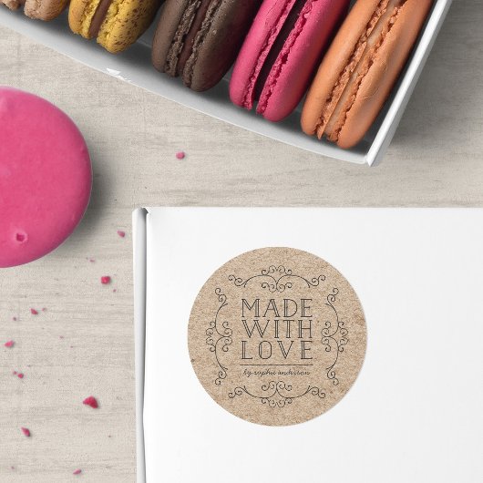 Sticker Rond Fleurs de farine kraft fausses rustiques faites av