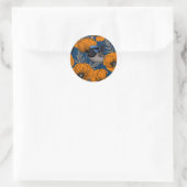 Sticker Rond Fleurs de fleurs et fleurs de pavot orange (Sac)