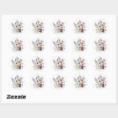 Sticker Rond Fleurs de fringes et Fleurs de trompette de velour (Feuille)