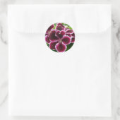 Sticker Rond Fleurs de géranium royal Élégant floral bordeaux (Sac)