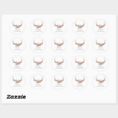 Sticker Rond Fleurs de glam rustique et Antlers Boho Favoriser (Feuille)