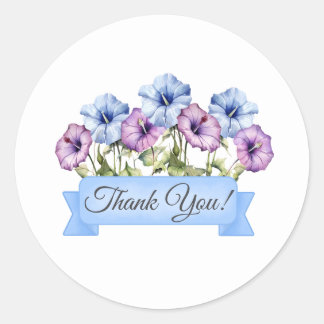 Sticker Rond Fleurs de gloire du matin Merci floral