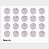 Sticker Rond Fleurs de glycine violette sur Lavender Elegant (Feuille)