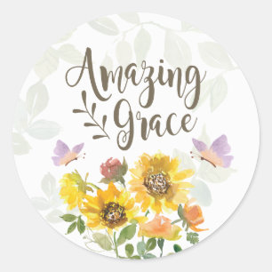 Sticker Rond Fleurs de grâce Extraordinaires et papillons chrét