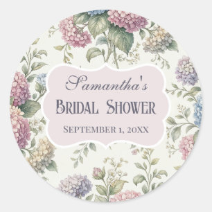 Sticker Rond Fleurs de Hortensia Délicates Baby Shower Mariage