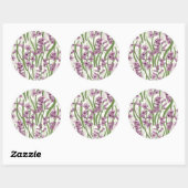 Sticker Rond Fleurs de Hyacinth rose sur blanc naturel (Feuille)