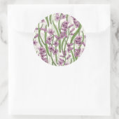 Sticker Rond Fleurs de Hyacinth rose sur blanc naturel (Sac)