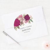 Sticker Rond Fleurs de Jardin Bourgogne Moderne Mariage Nom du  (Enveloppe)