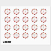 Sticker Rond Fleurs de Jardin rouge profond Wreath (Feuille)