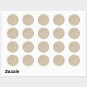 Sticker Rond Fleurs de Jeu sur beige clair - motif sans couture (Feuille)