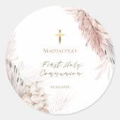 Sticker Rond Fleurs de la première sainte communion (Devant)