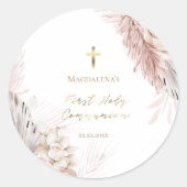 Sticker Rond Fleurs de la première sainte communion (Devant)