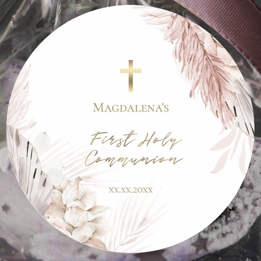 Sticker Rond Fleurs de la première sainte communion