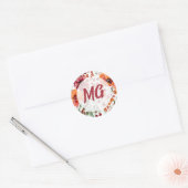 Sticker Rond Fleurs de l'automne à monogramme (Enveloppe)