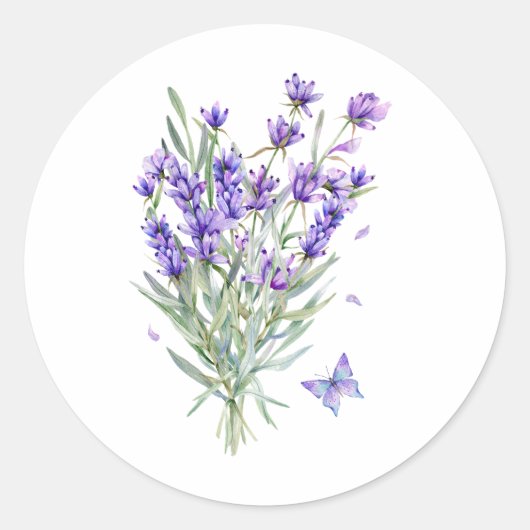 Sticker Rond Fleurs de lavande aquarelle (Devant)