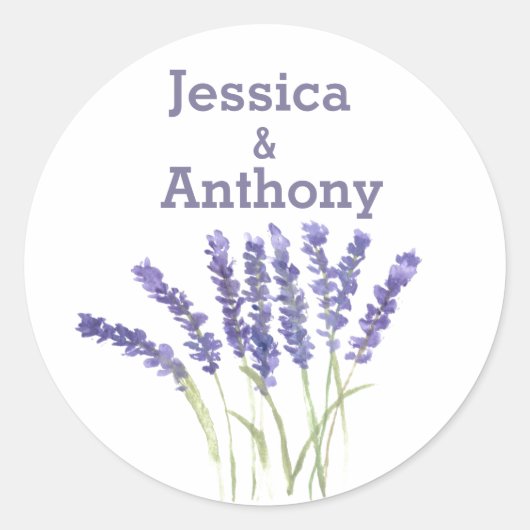 Sticker Rond Fleurs de lavande aquarelle herbes rustiques  (Devant)