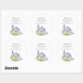 Sticker Rond Fleurs de lavande aquarelle rustique Baby shower d (Feuille)