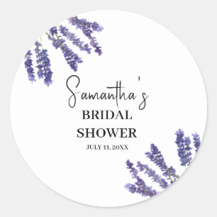 Sticker Rond Fleurs de lavande Aquarelle violette Baby Shower d