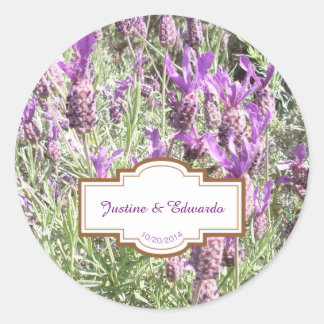 Sticker Rond Fleurs de lavande française Mariage personnalisé