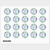 Sticker Rond Fleurs de Lavande Monogramme Écriture de Lettres (Feuille)