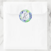 Sticker Rond Fleurs de Lavande Monogramme Écriture de Lettres (Sac)