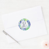Sticker Rond Fleurs de Lavande Monogramme Écriture de Lettres (Enveloppe)