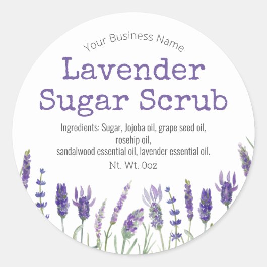 Sticker Rond Fleurs de lavande parfumé sucre Scrub (Devant)