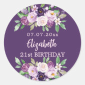 Sticker Rond Fleurs de lavande rose violet anniversaire (Devant)