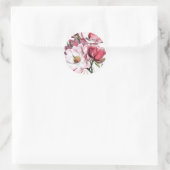 Sticker Rond Fleurs de Magnolia Rose (Sac)