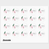 Sticker Rond Fleurs de Magnolia Rose Sud (Feuille)