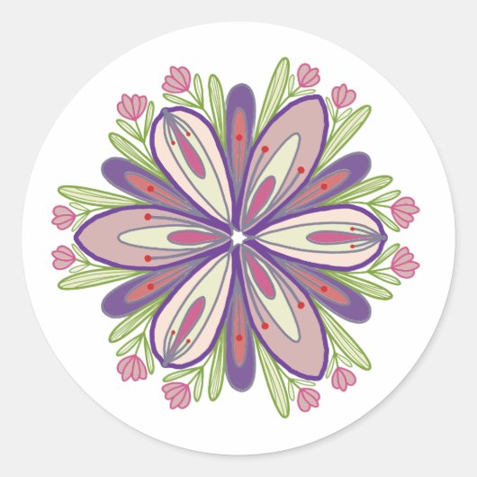 Sticker Rond Fleurs de mandala auto-amoureuses (Devant)