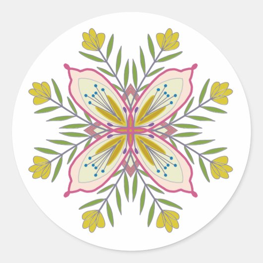 Sticker Rond Fleurs de mandala auto-amoureuses (Devant)
