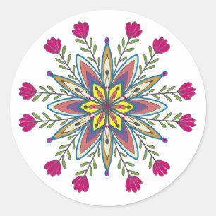 Sticker Rond Fleurs de mandala auto-amoureuses