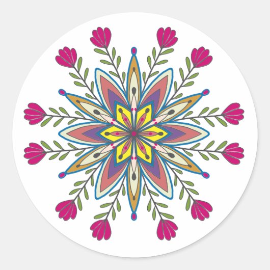 Sticker Rond Fleurs de mandala auto-amoureuses (Devant)