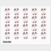 Sticker Rond Fleurs de mariage aquarelle bordeaux rose (Feuille)