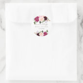 Sticker Rond Fleurs de mariage aquarelle bordeaux rose (Sac)