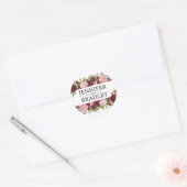 Sticker Rond Fleurs de mariage bordeaux blush rustique (Enveloppe)