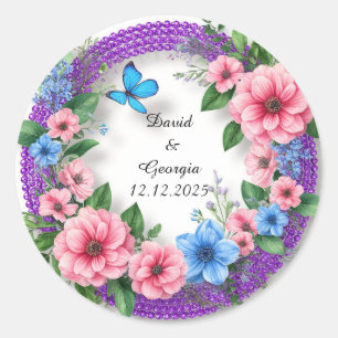 Sticker Rond Fleurs de mariage cadre circulaire