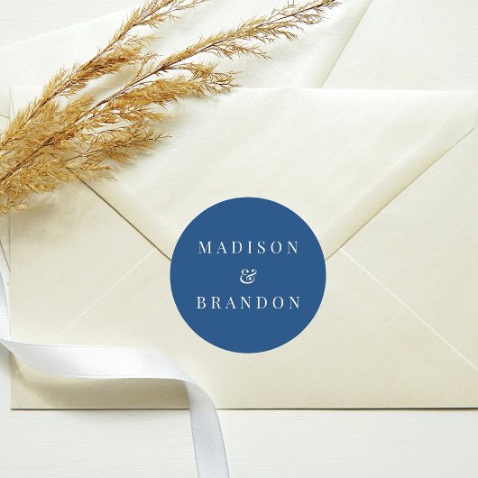 Sticker Rond Fleurs de mariage du milieu du siècle | Bleu