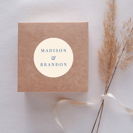 Sticker Rond Fleurs de mariage du milieu du siècle | Crème