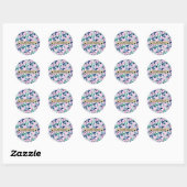 Sticker Rond Fleurs de marine rose douce Aquarelle or Monogramm (Feuille)