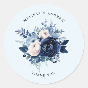 Sticker Rond Fleurs de Merci bleu