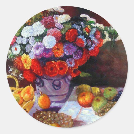 Sticker Rond Fleurs de Monet et fruits (Devant)