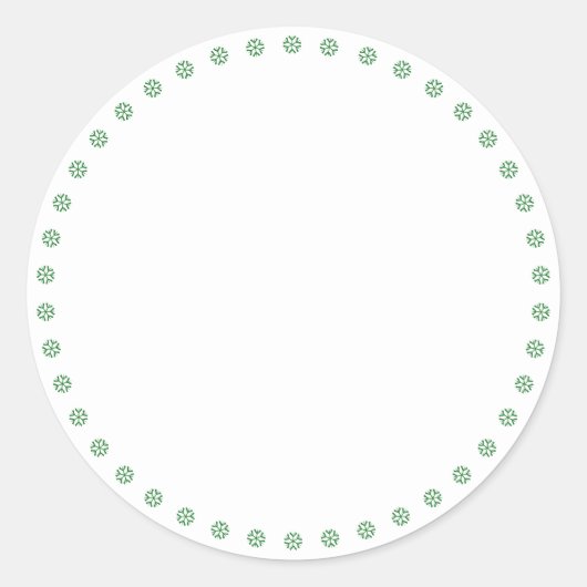 Sticker Rond Fleurs de neige vert blanc mignon frontière blanc  (Devant)