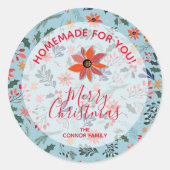 Sticker Rond Fleurs de Noël Marchandises maison Cuisine de vaca (Devant)