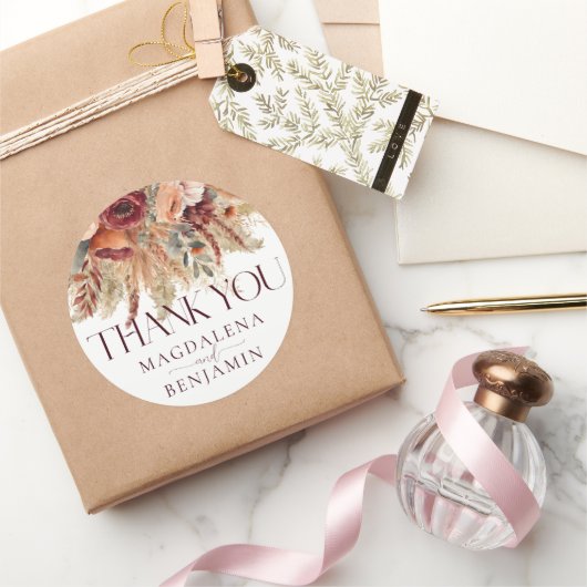 Sticker Rond Fleurs de Pampas de Terre cuite de Bourgogne Remer (Cadeaux)