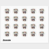 Sticker Rond Fleurs de Panda Aquarelle (Feuille)