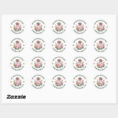 Sticker Rond Fleurs de Pâques Flamant rose rose (Feuille)