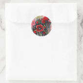 Sticker Rond Fleurs De Pavot En Aquarelle (Sac)